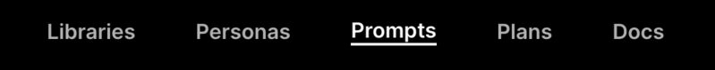 The section in the navigation bar for prompts 