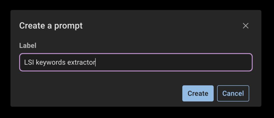 Form to create a new AI prompt in Fewlogs 